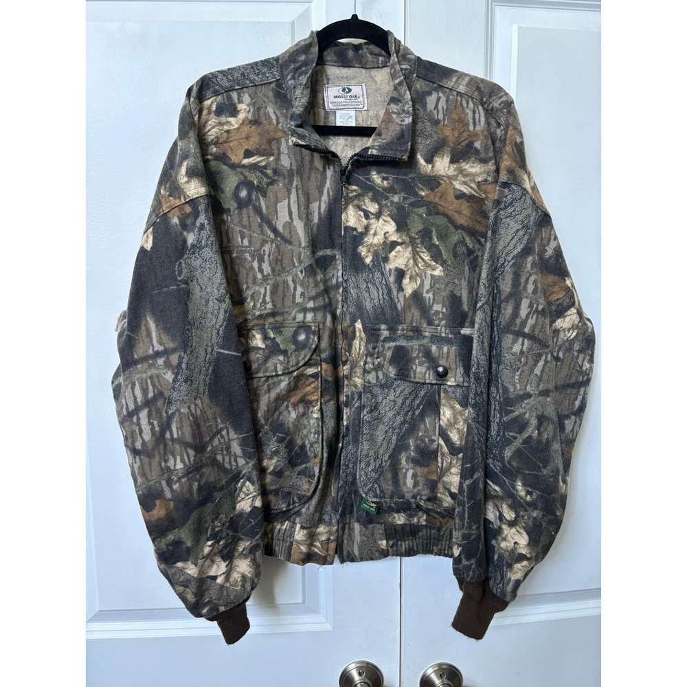 Mossy Oak Camo Bomber Jacket Mens Large Vintage 100 Cotton Full Zip Made in USA - Picture 4 of 7